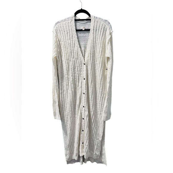 Pilcro NWT Anthropologie Ribbed Duster Cardigan Sweater Size XXS Ivory Casual - Picture 1 of 7